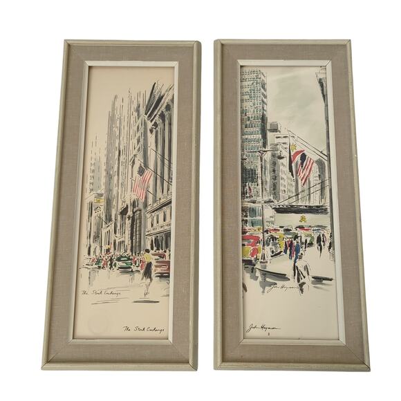 JOHN HAYMSON N.Y. STOCK EXCHANGE NEW YORK VINTAGE 50S MID CENTURY LITHOGRAPH - Picture 16 of 16